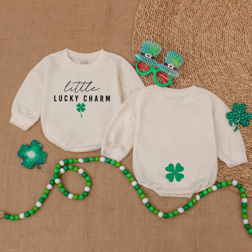 Little Charm Baby Romper - St Patrick's Day Bodysuit - Natural Irish Baby Outfit - Light Mauve Baby Romper - Baby bodysuit- Newborn Outfit