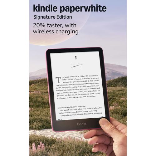 Amazon Kindle Paperwhite Signature Edition 32GB (newest model) – 20% faster with auto-adjusting front light, wireless charging, and weeks of battery life – Metallic Raspberry