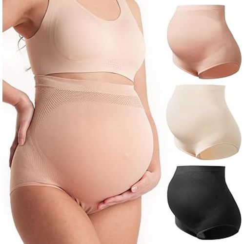 Momcozy Women's Maternity High Waist Underwear Pregnancy Soft Seamless Maternity Underwear Over Bump