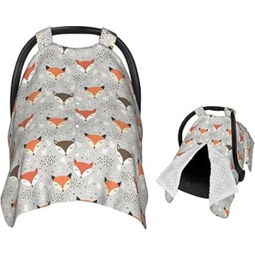 Cute Forest Fox Seamless Baby Car Seat Canopy Nursing Cover for Newborn Car Seat Breastfeeding Covers Blanket Newborn Shower Gift