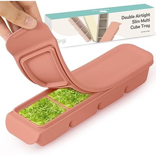 1.7 oz 4-Cavity Silicone Ice Cube Freezer Tray with Lid, Indie Pink