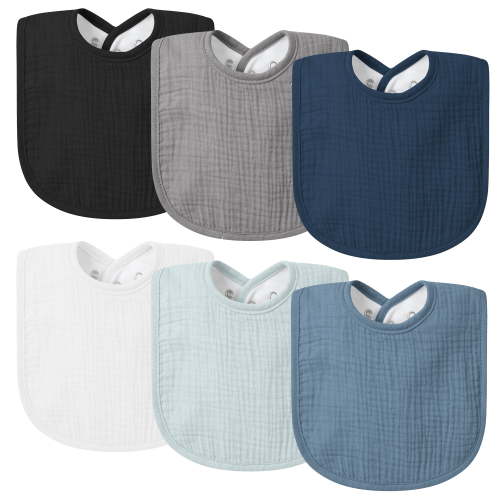 6-Pack Muslin Baby Bibs for Boys & Girls, Soft Cotton Absorbent Bandana Drool Bibs for Drooling & Teething
