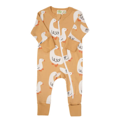 Organic Signature Print '2-Way' Zip Romper - Long Sleeve