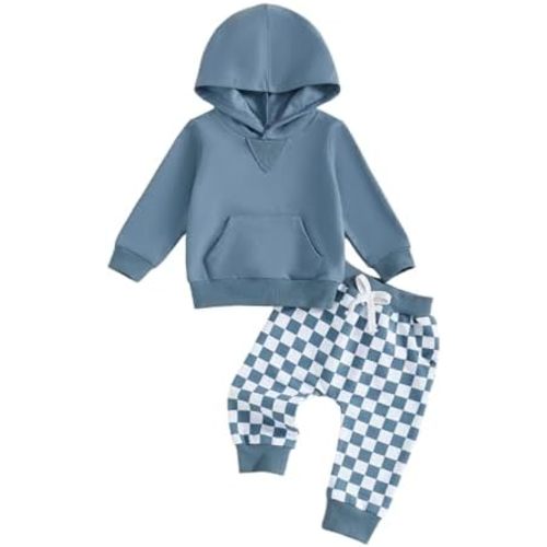Infant Baby Boy Fall Winter Clothes Outfits Hooded Long Sweatshirt Pants Set Toddler Clothes 6 12 18 24 Months 2T