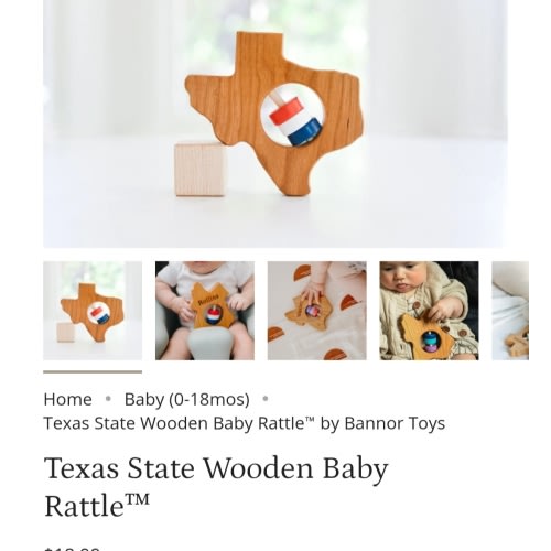 Texas State Wooden Baby Rattle™ by Bannor Toys