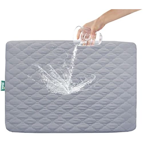Pack n Play Sheets Quilted, Waterproof Pack and Play Mattress Pad/Protector Fits for Graco & Baby Trend & Dream On Me & Pamo Babe, Playard Sheets 39" X 27" for Baby Mini Crib/Pack n Play Mattress