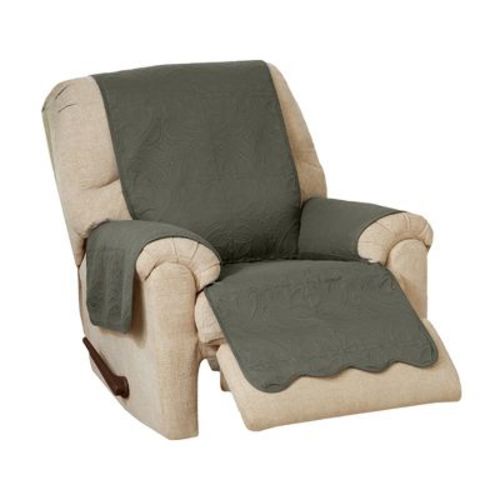 Reversible Quilted Sofa Furniture Protector - Great Bay Home(Recliner, Sage Green / Light Gray)
