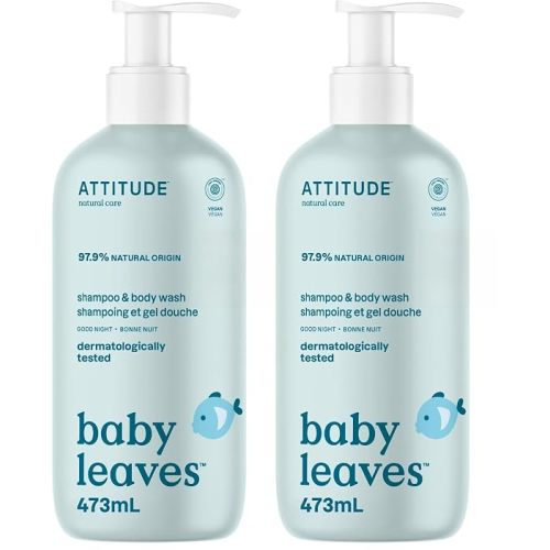 ATTITUDE 2-in-1 Shampoo and Body Wash for Baby, EWG Verified, Dermatologically Tested, Vegan, Good Night, 16 Fl Oz (Pack of 2)