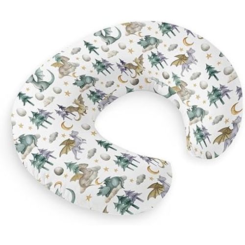 HawSkgFub Watercolor Cute Dragon Fairy Tale Nursing Pillow Cover for Baby Boys, Cloud Moon Star Dragons Egg Breastfeeding Pillow Slipcover, Nursing Pillowcase for Newborn Infant, Cover Only