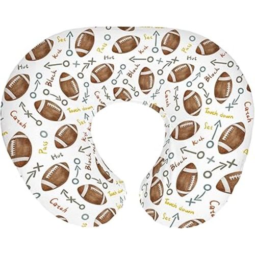 Neutral American Football Baby Nursing Pillow Covers for Boy Girl Cute Football Game Day Nursery Pillowcase for Breastfeeding Pillows Boys Neutral Sports Fan Soft Stretchy Slipcovers for Newborn