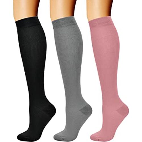 CHARMKING Compression Socks for Women & Men Circulation (3 Pairs) 15-20 mmHg is Best Support for Athletic Running Cycling