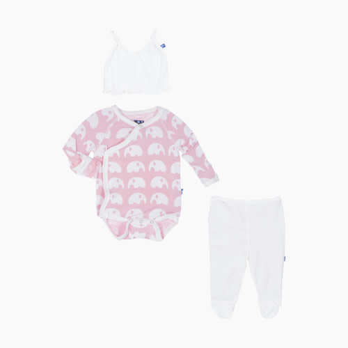 KicKee Pants Essentials Kimono Ruffle Gift Set - Lotus Elephant, 0-3 Months