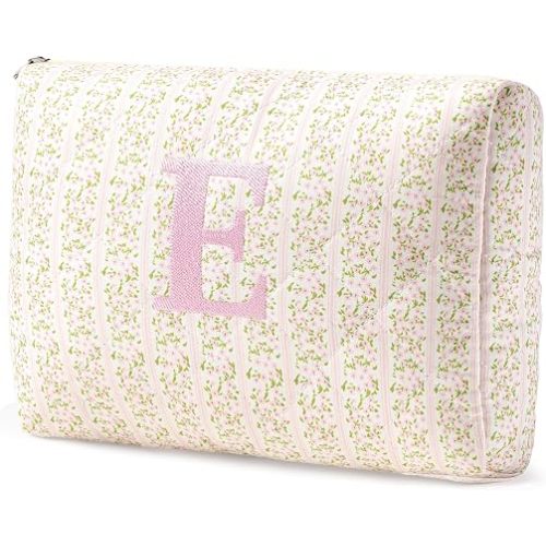 HBselect Initial Makeup Bag for Women Personalized Quilted Cosmetic Bag