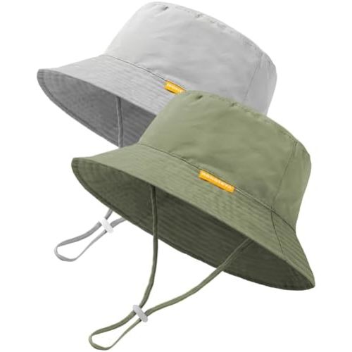 Baby Sun Hat Kids Summer UPF 50+ Toddler Bucket Hat Wide Brim Adjustable Beach Hats for Boys Girls Age 0-6 Years