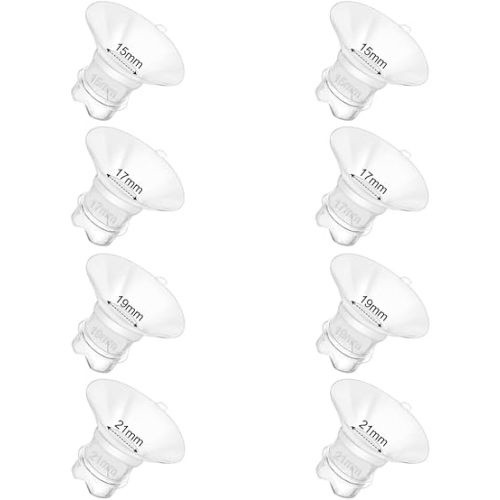 Update Flange Insert 15/17/19/21mm 8pcs for 24mm Flange/Shield of Most Pumps, Silicone Flanges Insert for Momcozy/Medela/Spectra/Eufy/Lansinoh/TSRETE/Elvie/NCVI/Paruu, Breastfeeding Essentials Kit