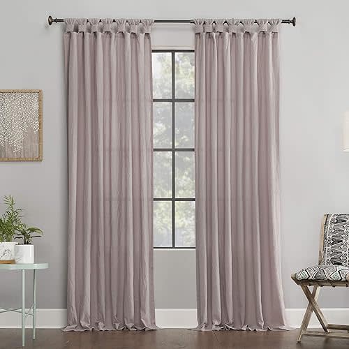 Archaeo Washed Cotton Twist Tab Curtain, 52" x 84", Rose Quartz Pink