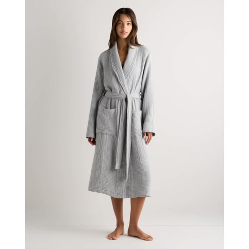 Soft Layered Turkish Cotton Robe in Mist
