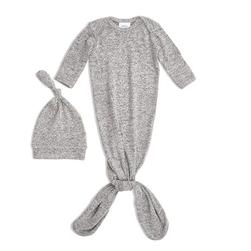 aden + anais Snuggle Knit Knotted Newborn Baby Gown & Hat Set-Heather Grey - 1 Count (Pack of 1) NB