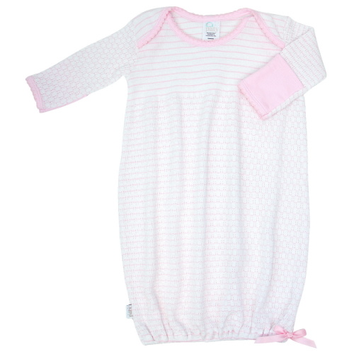 Paty Pinstripe Long-sleeved Lap Shoulder Gown - Pink/Pink