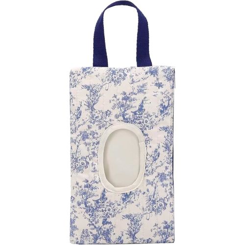 Quilted Baby Wipe Holder Floral Diaper Pouch Portable Quilted Wipes Bag for Travel Stroller Daily Casual (Dark Blue)