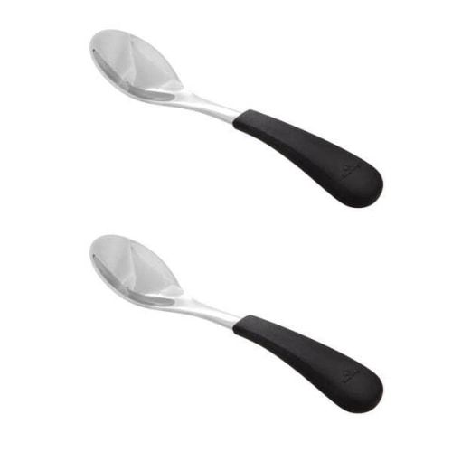 Avanchy Stainless Steel Baby Spoons 2 Pack (Older Babies) Black