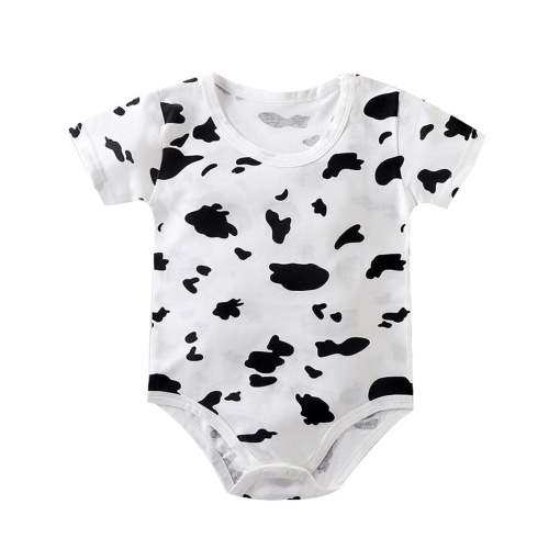 YHAJDS Summer for Newborn 0-24 Months Short Sleeve Cow Print Cotton Crewneck Romper Baby Jumpsuit