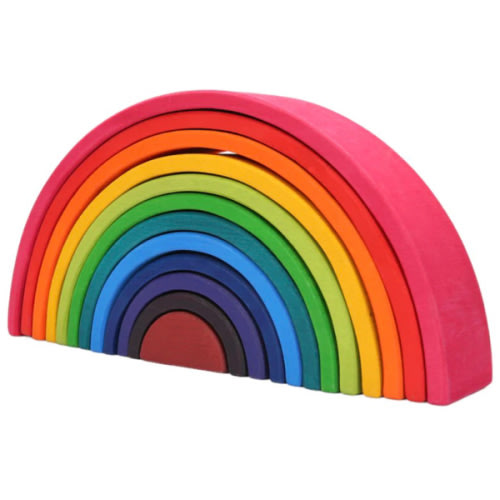 12 Pcs Large Wooden Rainbow Stacking Blocks In Primary Colors