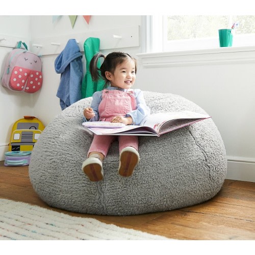 Anywhere Beanbag™, Gray Cozy Sherpa