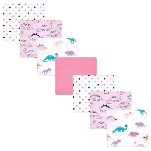 Hudson Baby Infant Girl Cotton Flannel Receiving Blankets Bundle, CuteASaurus, One Size