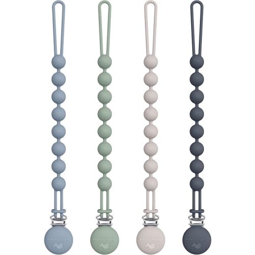 Cuddle Campus Silicone Pacifier Clip Holder with One Piece Design,Soft Flexible Binky Clips with Texture for Baby Boy and Girl Pack of 4 (0-6m)