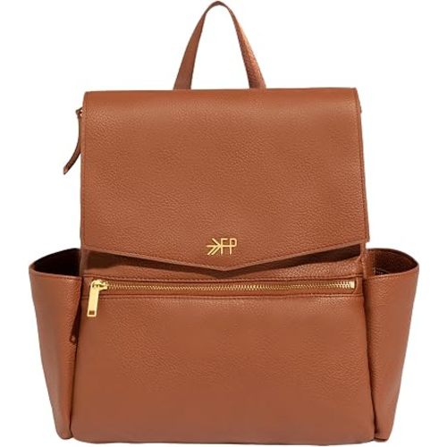 Freshly Picked Mini Diaper Bag II Backpack – Premium Vegan Leather Small Baby Bag without Changing Pad, Compact, Lightweight & Stylish for Moms On-the-Go, Cognac