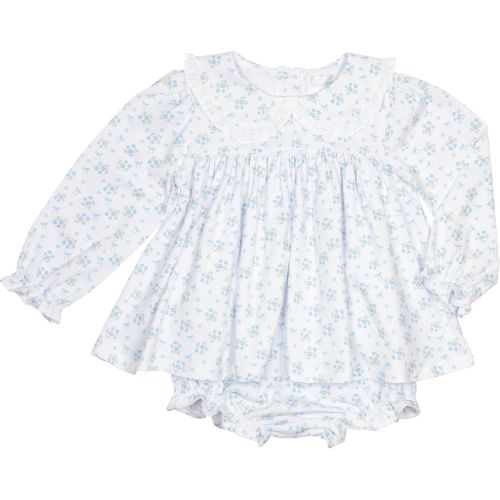 Blue Bouquet & Bow Knit Eyelet Diaper Set | Cecil & Lou