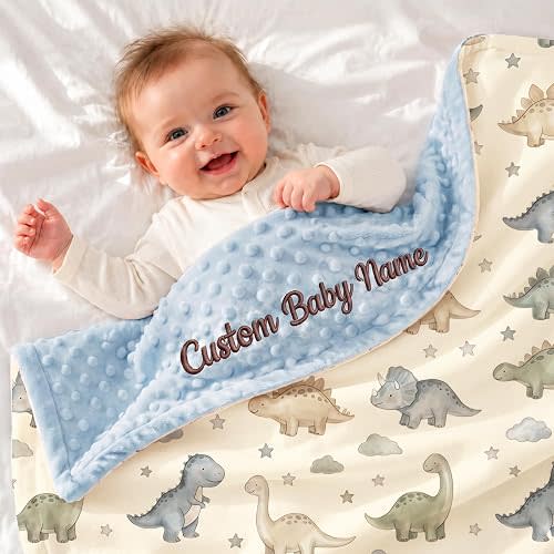 Custom Baby Blanket - Personalized Baby Blanket for Girls Boys, Baby Girl Newborn Essentials, Baby Shower Birthday Gifts for Toddlers Ropa De Bebe Niña(Blue)