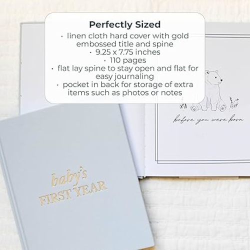 Baby First Year Book - Heirloom Keepsake Baby Memory Book to Record Important Milestones, Photos & More - Pregnancy Books (Sky Blue,112 Pages)