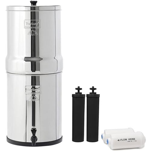 Royal Berkey Gravity-Fed Water Filter System 3.25 Gallon with 2 Black Berkey Elements, 2 PF-2 Fluoride and Arsenic Reduction Elements