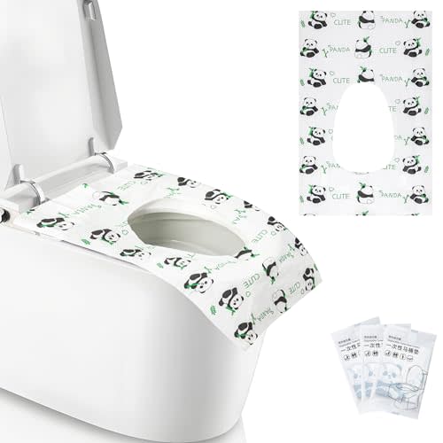 FOGOSO 50 Pack Toilet Seat Covers Disposable - Waterproof 16x24 Inch Extra Large Individually Wrapped Toilet Seat Shields Travel Accessories for Adults Kids-Panda