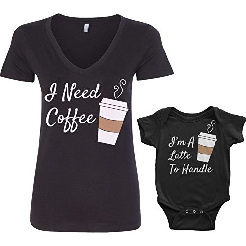 Threadrock Coffee & Latte Infant Bodysuit & Women's V-Neck T-Shirt Set