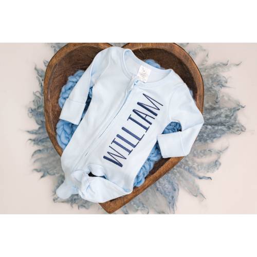 Baby coming home outfit, personalized baby boy, monogrammed baby girl, baby shower gift, preemie, newborn, zip footie, baby