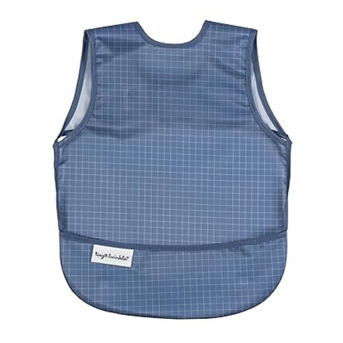 Tiny Twinkle Mess Proof Baby Bib for Girls | Waterproof Toddler Bib for Eating | Baby Apron for Feeding | Machine Washable | Perfect Shower Gift (Grid, 6–24M)