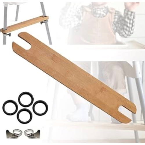 High Chair Footrest, Adjustable Height Natural Bamboo Baby Highchairs Pedal, Suitable for IKEA Antilop High Chair Footstool