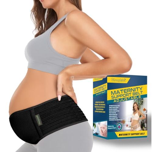 Pregnancy Belly Band Maternity Belt Back Support | Abdominal Binder Back Brace - Relieve Back, Pelvic, Hip Pain for Pregnancy Recovery (Black,One Size)