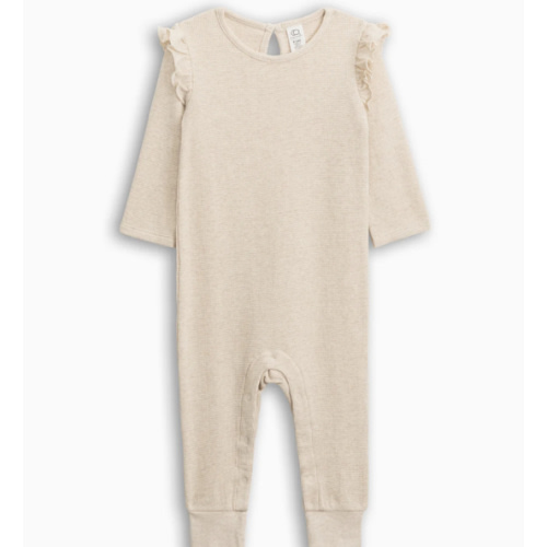 Mila Waffle Knit Flutter Sleeve Romper 0-3M