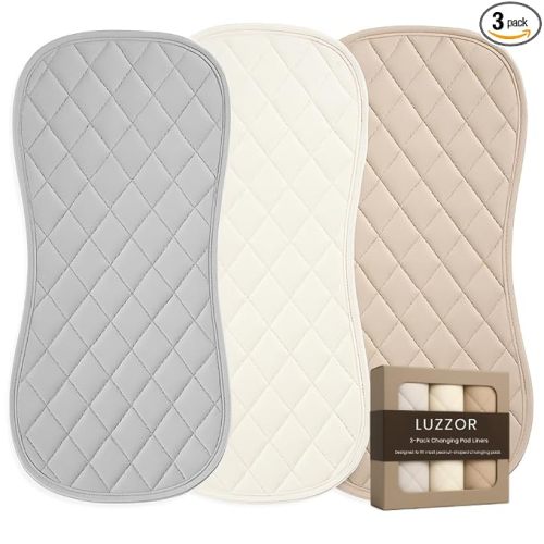 Changing Pad Liners 3 Pack – Waterproof, Soft, Absorbent, Non-Slip, Machine Washable, Reusable Baby Changing Pad Liners, Also Fits Peanut Shaped Changing Pads, Changing Table Pads