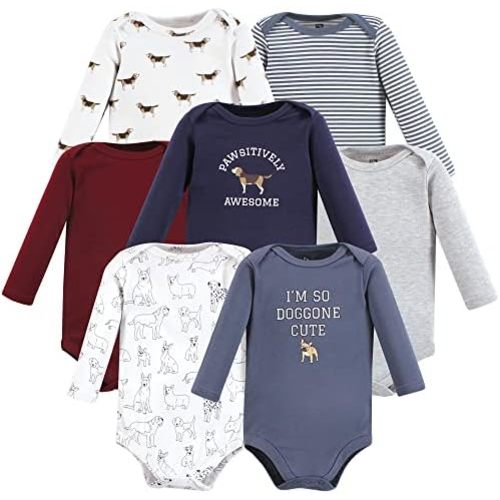 Hudson Baby baby-boys Cotton Long-sleeve Bodysuits 7-pack