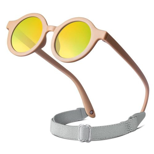 RIVBOS Baby Wrap Polarized UV400 Sunglasses - Soft Frame with Secure Strap for Infant and Newborn (0-24 Months) RBK069