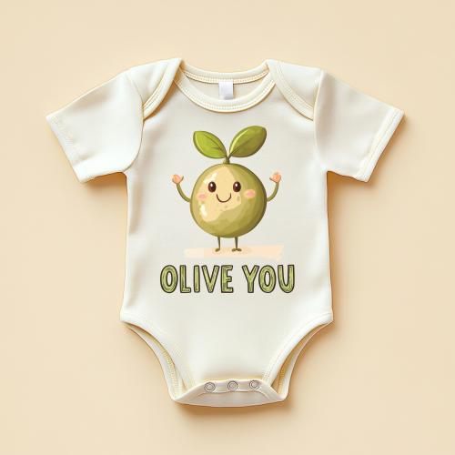 Olive You Funny Baby Bodysuit