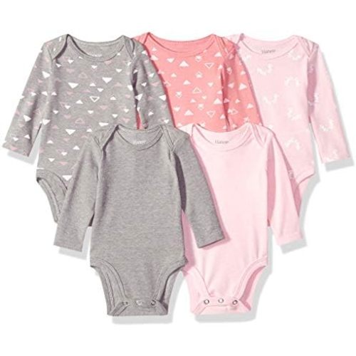 Hanes Baby and Toddler Ultimate Flexy Long Sleeve Bodysuit (5 Pack)