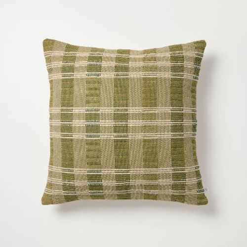 24"x24" Stripe Square Toss Pillow Green/Tan - Hearth & Hand™ with Magnolia