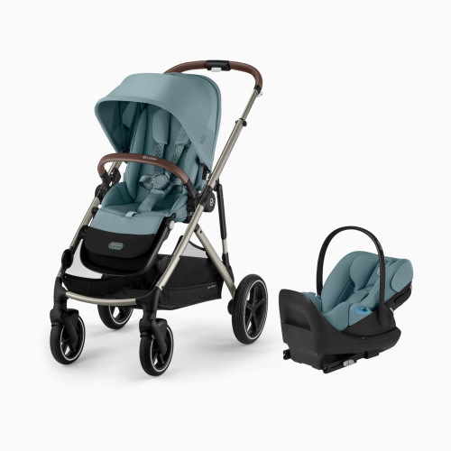 Cybex Gazelle S Stroller + Cloud G Pro Travel System - Taupe Frame With Stormy Blue Seat