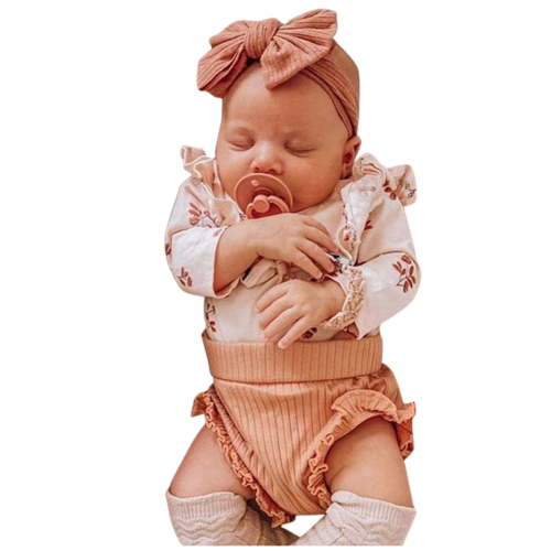 Mercatoo 9 Month Baby Girl Clothes Print Pants I𝐧fant Flower Girls Set Clothes Outfits Romper Hairband Baby Girls Outfits&Set